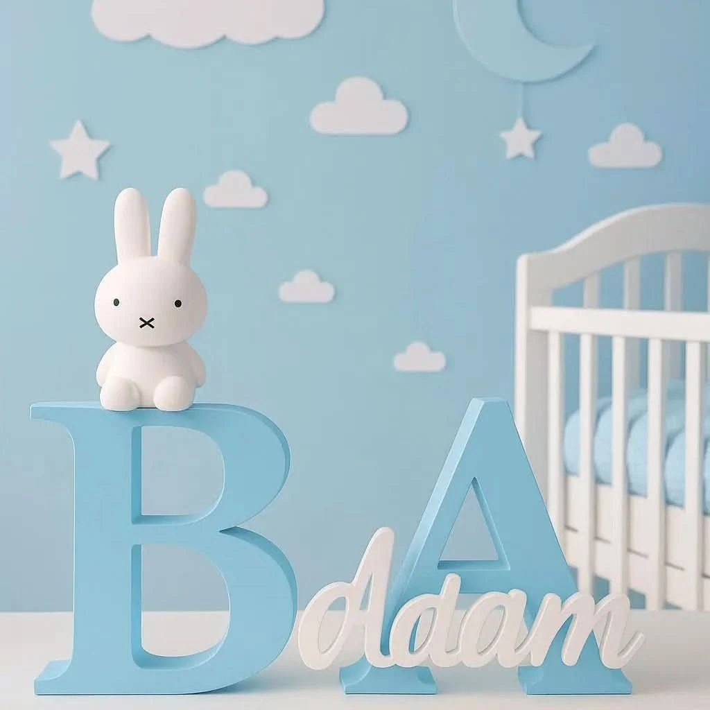 3D Printed Personalized Baby Name Sign – Custom Nursery Letters with Bunny Figurine - iPrinToronto