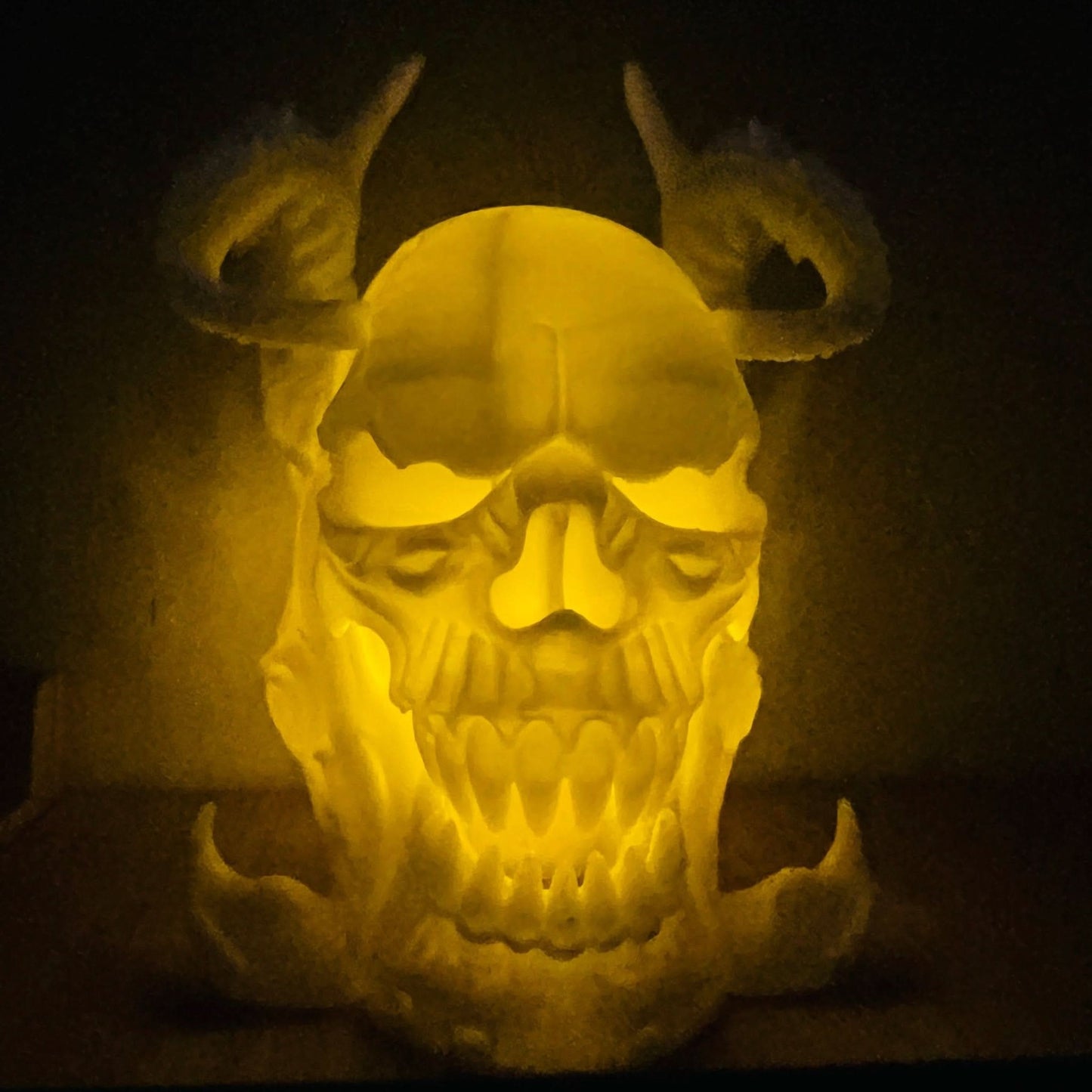 3D Printed Skull Candle Holder with Horns – Glow - in - the - Dark Gothic Decor & Halloween Night Light - iPrinToronto