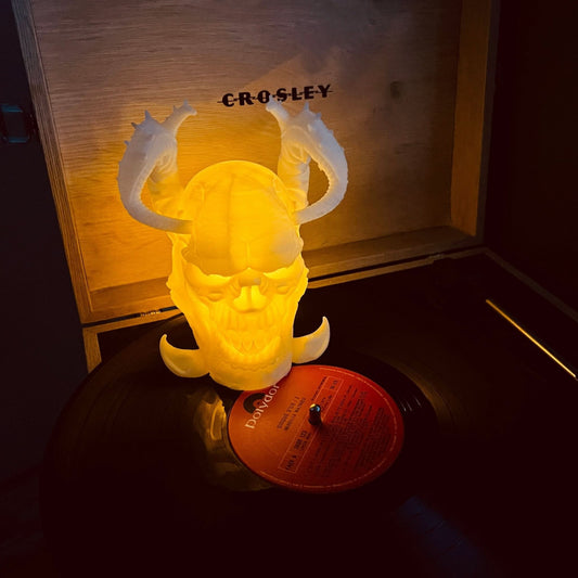 3D Printed Skull Candle Holder with Horns – Glow - in - the - Dark Gothic Decor & Halloween Night Light - iPrinToronto