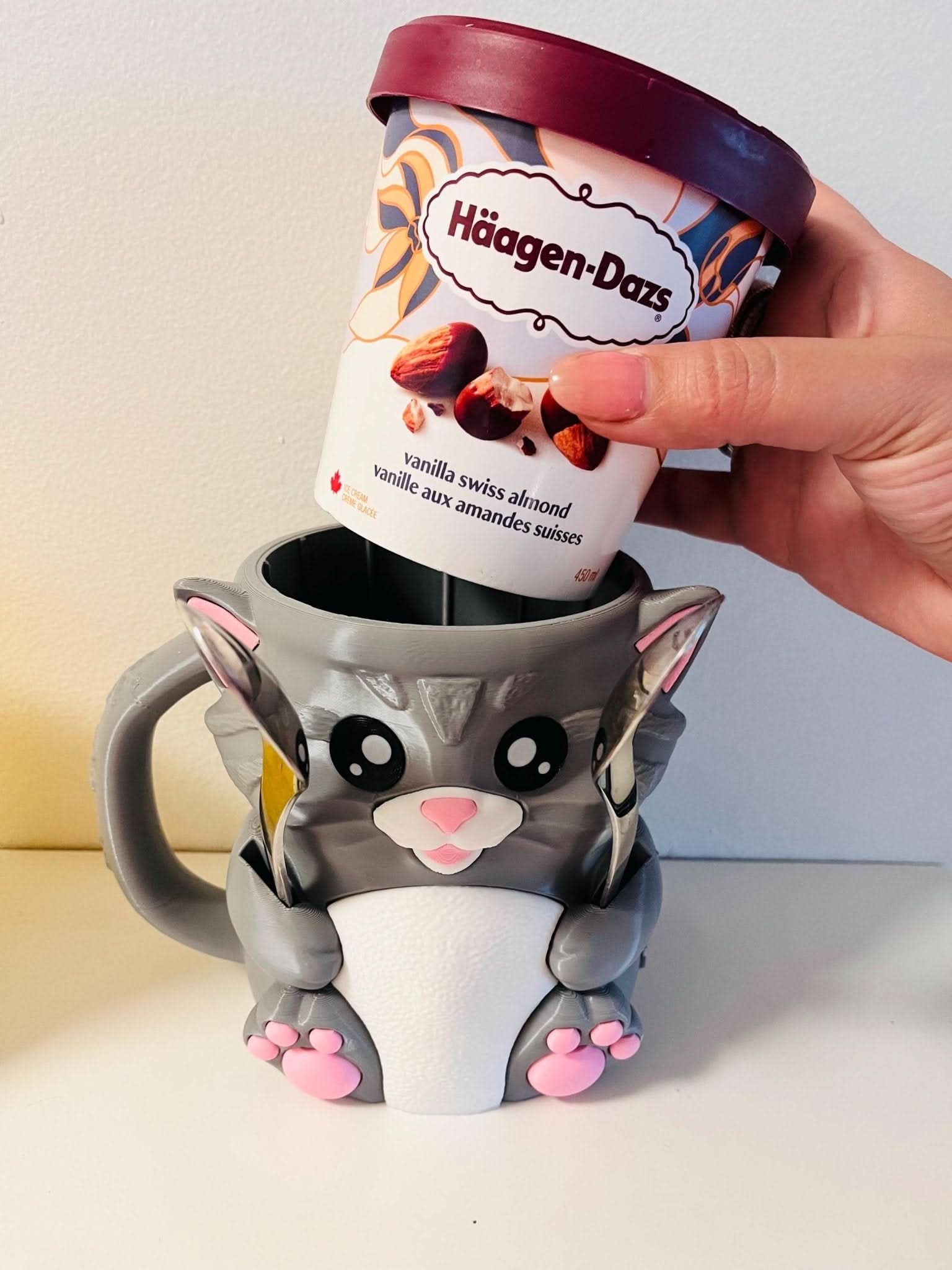 Cat Ice Cream Pint Holder – Spoon Slots + Snack Drawer - iPrinToronto