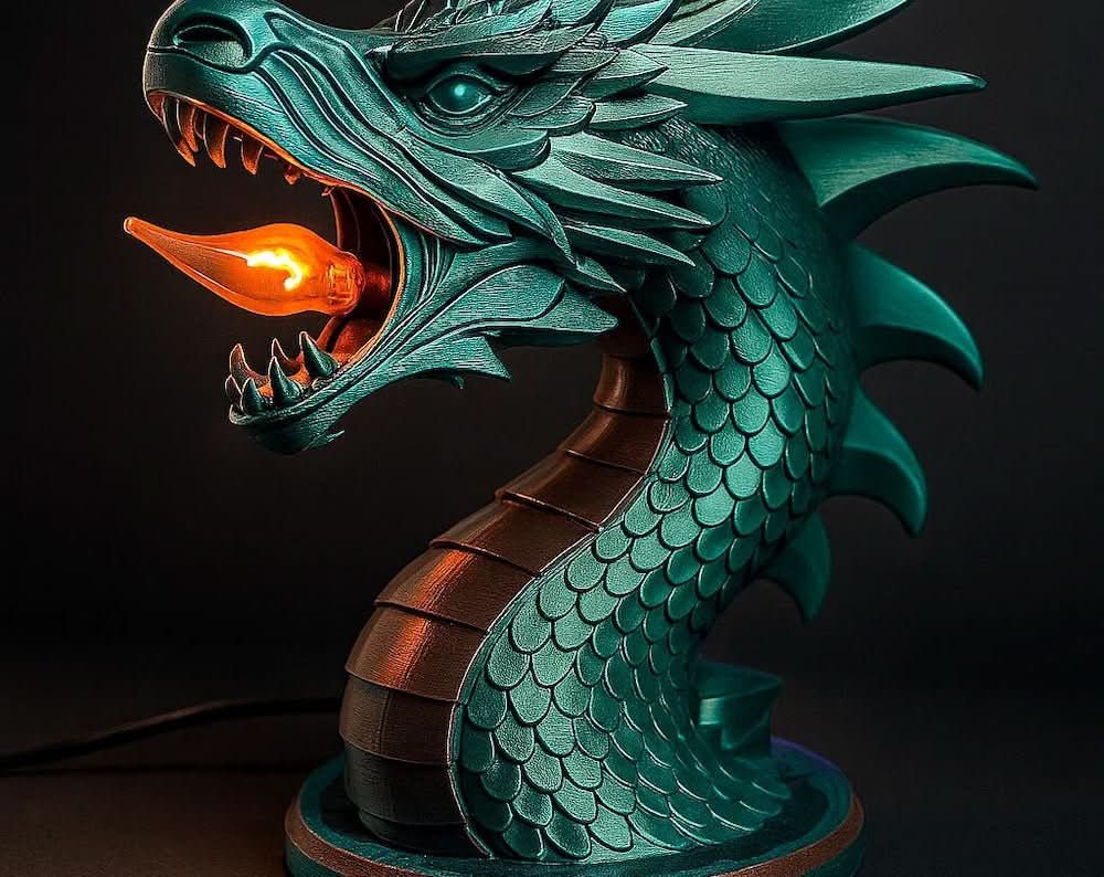 Dragon Flame Lantern Statue – Color - Shifting Lamp - iPrinToronto