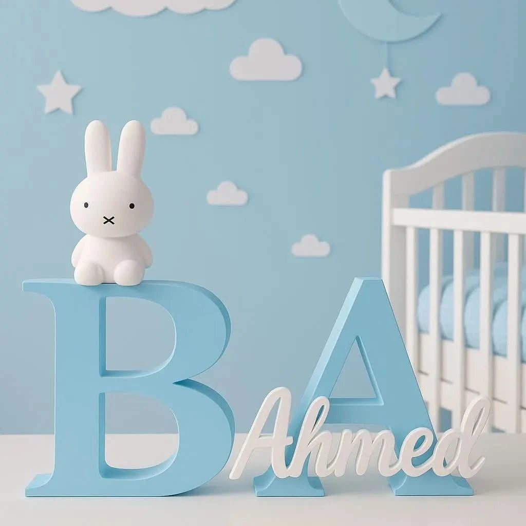 3D Printed Personalized Baby Name Sign – Custom Nursery Letters with Bunny Figurine - iPrinToronto