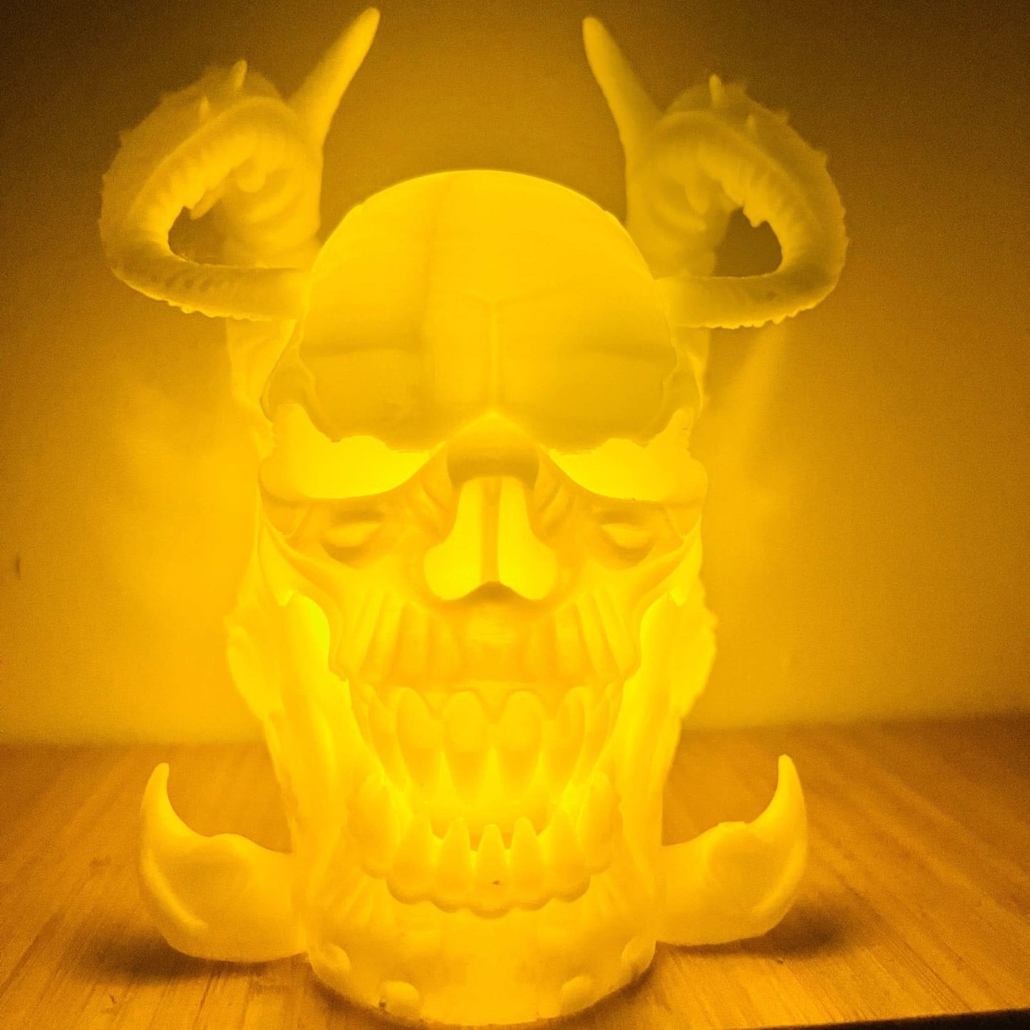 3D Printed Skull Candle Holder with Horns – Glow - in - the - Dark Gothic Decor & Halloween Night Light - iPrinToronto