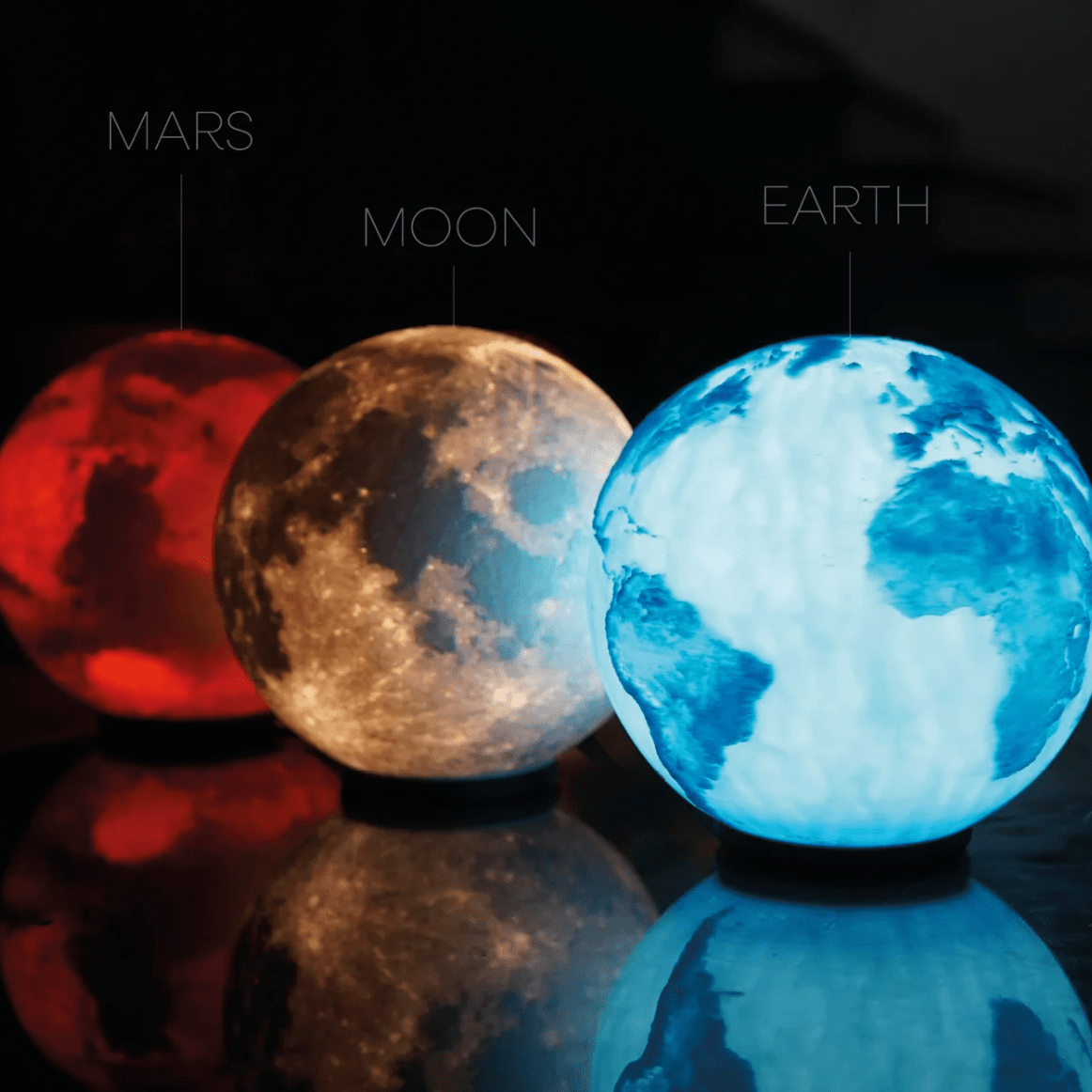 Earth, Mars & Moon 3D Printed Lamps – LED, Tea Light & Glow - iPrinToronto