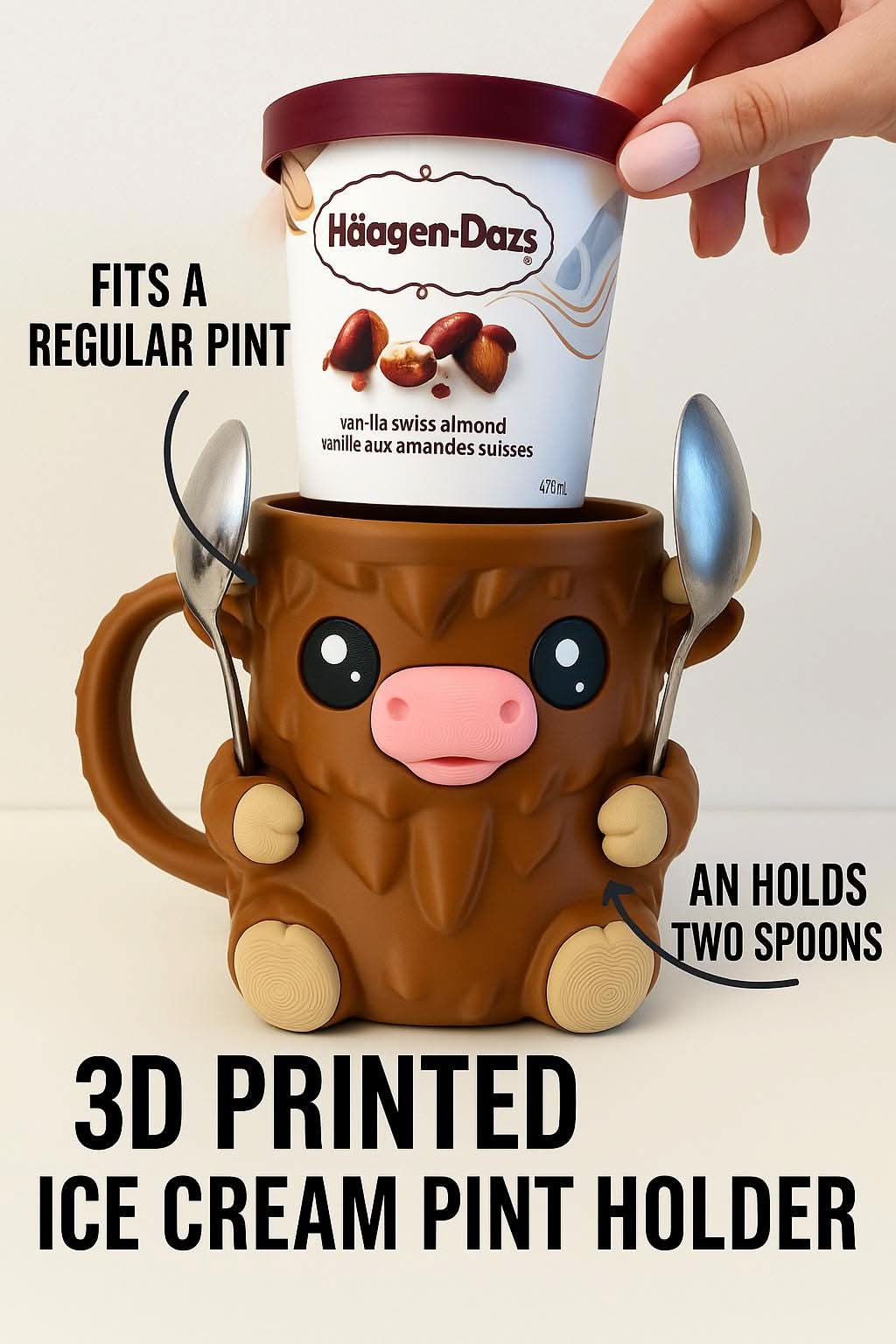 Highland Cow Ice Cream Pint Holder – Hidden Snack Drawer - iPrinToronto