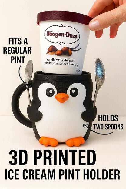 Penguin Ice Cream Pint Holder – Hidden Snack Drawer Option - iPrinToronto