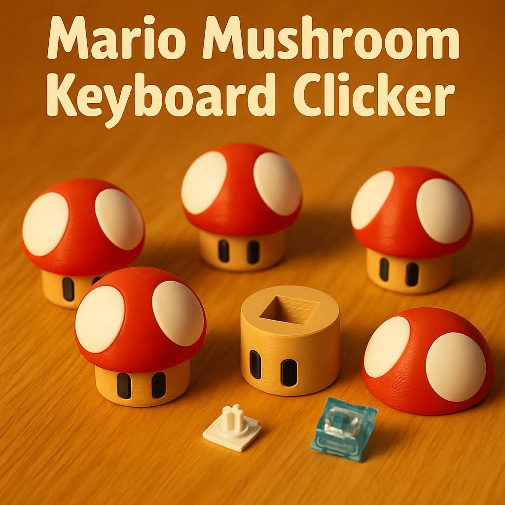 Power-Up Mushroom Inspired Keyboard Clicker – 3D Printed Fidget Toy - iPrinTorontoiPrinToronto